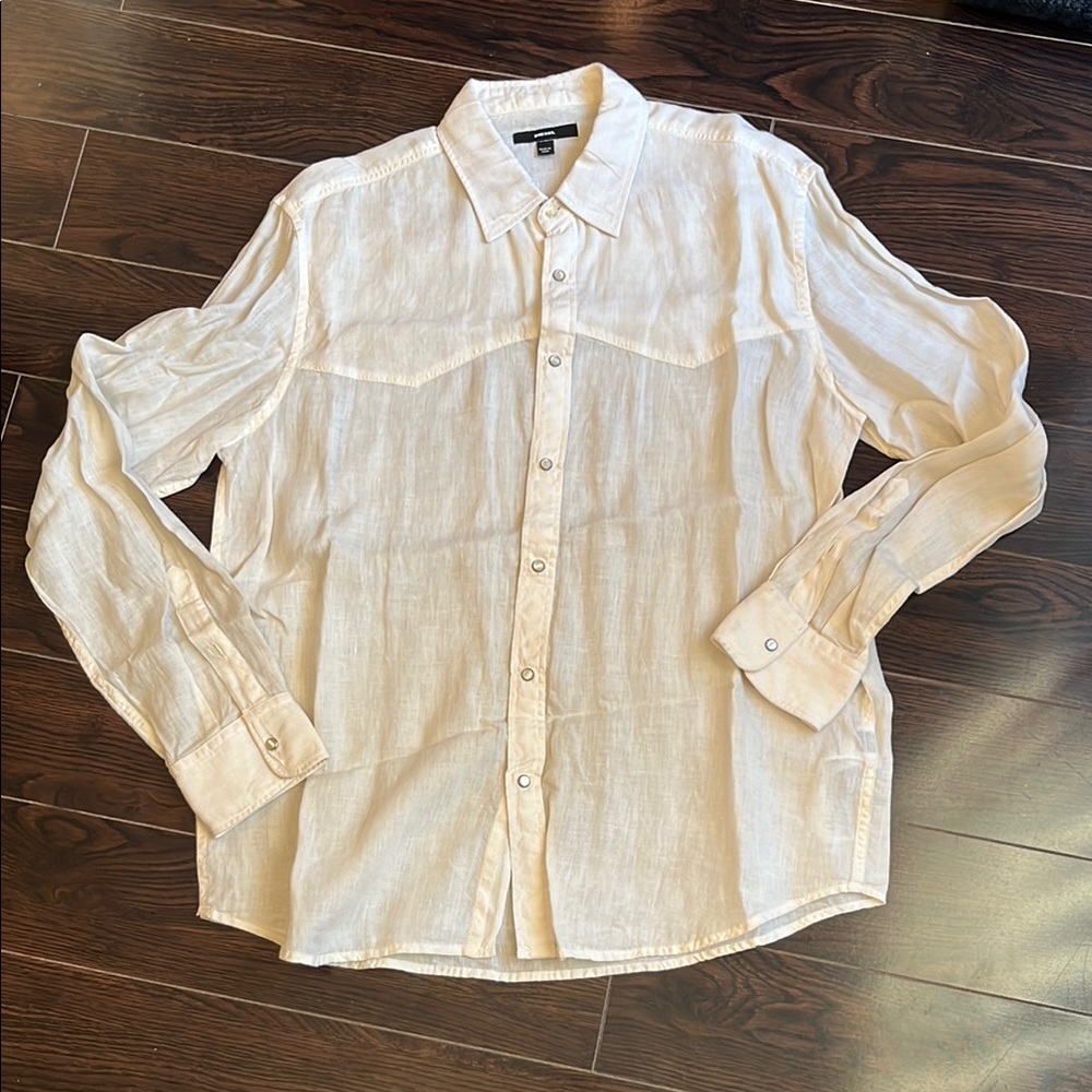 Diesel Cream Casual Button Down Shirt Relaxed Fit